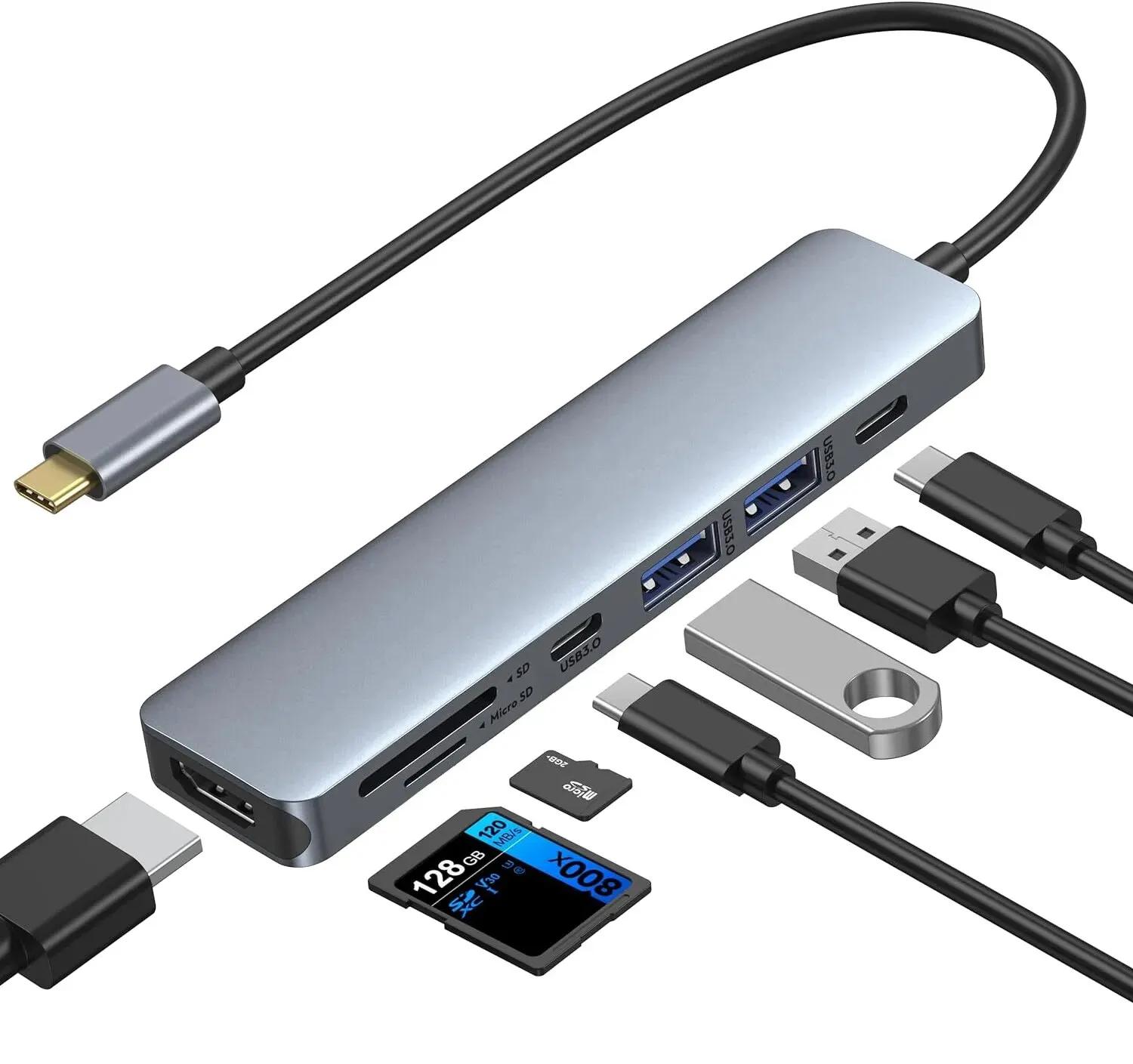 USB C   to 4K HDMI ȣȯ SD TF ī , USB 3.0 2.0, CŸ PD , ƺ е  ũе